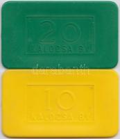 Kalocsa/Börtönpénzek műanyag bónok 1996-tól 10Ft sárga + 20Ft zöld T:2
