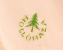 Hollóházi porcelán virámintás ovális asztali dísztálka, baltás fiú, hibátlan, jelzett, 19x8 cm és 16...