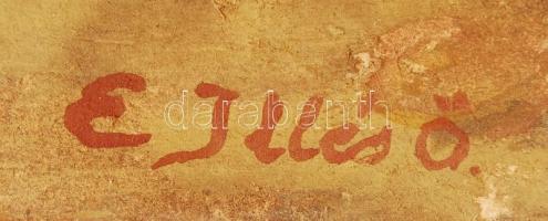 Edvi Illés Ödön (1877-1945): Falu részlet. Akvarell, papír, sérült, 29×39 cm