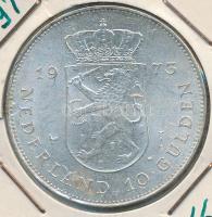 Hollandia 1973. 10G Ag "Julianna" T:2- Netherlands 1973. 10 Gulden Ag "Juliana" C:VF Krause KM#196