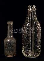 3 db régi üveg (Erényi Diana Sósborszesz, Vin aqua duplaüveg, Fischer), m: 14, 19 és 25 cm