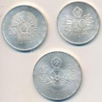 1956. 10Ft + 20Ft + 25Ft Ag "10 éves a Forint" sor T:2