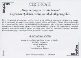 DN. "Mátyás-templom / Mátyás király" ovális ezüstözött rézötvözet a "Hazám, hazám, te...