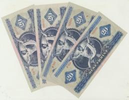 1965-1980. 20Ft (4x) csak klf. évszám, az egyik gyári papírránccal T:II