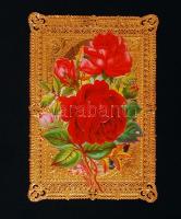 cca 1890 Csipke litho üdvözlőkártya és szentkép / Litho greeting card 7x10 cm