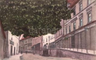 Selmecbánya, Deák Ferenc utca, Népbank, üzletek, Grohmann kiadása / street, bank, shops