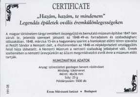 DN. "Magyar Nemzeti Múzeum / Petőfi Sándor" ovális ezüstözött rézötvözet a "Hazám, ha...