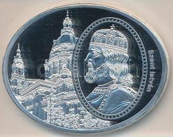 DN. "Budapesti Szent István Bazilika / I. Szent István" ovális ezüstözött rézötvözet a "Hazám, hazám, te mindenem - Legendás épületek ovális éremkülönlegességeken" sorozatból, tanúsítvánnyal (46x36mm/25g/5500db) T:PP