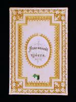 cca 1890 Csipke litho újévi üdvözlő boríték, benne kis boríték ismeretlen porral / Litho New Year greeting card 7x11 cm