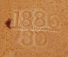 Lila virágmintás díszes kerámia tál, hibátlan, számmal jelzett, d: 31 cm