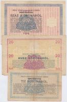 Pécs 1919. 10K + 20K + 100K pénztárjegyek T:III,III-