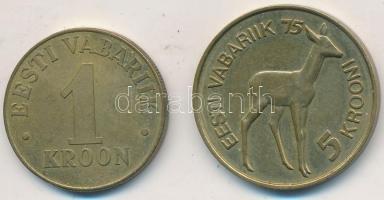 Észtország 1998. 1K + 1993. 5K T:2 Estonia 1998. 1 Kroon + 1993. 5 Krooni C:XF