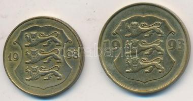 Észtország 1998. 1K + 1993. 5K T:2
Estonia 1998. 1 Kroon + 1993. 5 Krooni C:XF