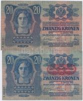 1913. 20K II. kiadás (2x) az egyik "Deutschösterreich" felülbélyegzéssel T:III