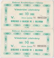 DN Kalocsa / Börtönpénz 50Ft "Kalocsai Konfekcióipari Vállalat - Vásárlási utalvány" (2x) T:II-,III