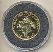 DN "Magyar aranypénzek utánveretben - Szent István jubileumi 100 pengő" aranyozott Ag emlékérem (5.5g/0.999) T:PP Tanúsítvánnyal