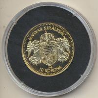 DN "Magyar aranypénzek utánveretben - Ferenc József 10 korona" aranyozott Ag emlékérem (5.5g/0.333) T:PP Tanúsítvánnyal