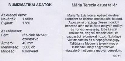 DN "Mária Terézia ezüst tallér / Magyarok Kincstára" ezüstözött réz-cink emlékérem T:P Tan...