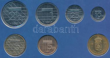 Hollandia 1991. 5c-5G 6xklf db + "Drenthe" emlékérem szettben T:FDC Netherlands 1991. 5 Cents - 5 Gulden 6xdiff pcs + "Drenthe" commemorative coin in set C:FDC Krause SS26