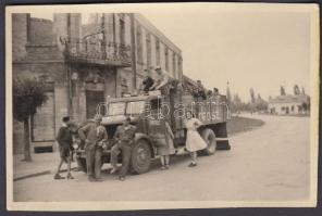 1945 Hatvan, a Magyar Teherfuvarozók Országos Szövetsége (MATEOSZ) gépkocsijával, 5×8 cm