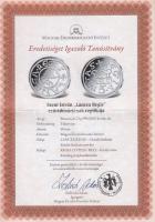 DN. "Szent István ezüstdénár / Magyarok Kincstára" ezüstözött réz-cink emlékérem T:P Tanús...