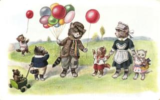 Cats, balloons