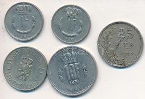Luxemburg 1927-1971. 25c-10F (5xklf) T:vegyes Luxembourg 1927-1971. 25 Cents - 10 Francs (5xdiff) C:mixed