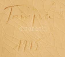 Nyolcszög alakú zöldeskék kerámia bonbonier Tompa jelzéssel, hibátlan, d: 10 cm, m: 6 cm