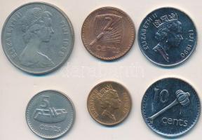Fiji-szigetek 1969-1990. 1c-20c (6x) T:vegyes Fiji Islands 1969-1990. 1 Cent - 20 Cents (6x) C:mixed