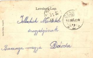 Cegléd, Kossuth tér, Városháza, Art Nouveau floral litho; Sebők Béla kiadása (Rb)