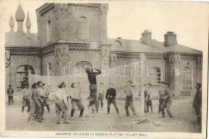 Japanese soldiers in Siberia playing volley ball; Russo-Japanese War
