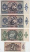 1930. 100P + 1932. 50P + 1936. 10P + 1939. 5P + 1941. 20P (2x) + 1945. 1000P "MNB" bélyegg...