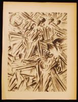 Ruzicskay György (1896-1993): Lovak. Algrafia, papír, jelzett az algrafián, 24×18 cm