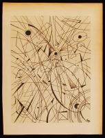 Ruzicskay György (1896-1993): Vonalak. Algrafia, papír, jelzett az algrafián, 24×18 cm