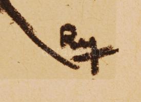 Ruzicskay György (1896-1993): Vonalak. Algrafia, papír, jelzett az algrafián, 24×18 cm