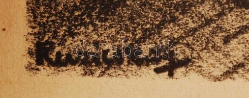 Ruzicskay György (1896-1993): A szónok és közönsége. Algrafia, papír, jelzett az algrafián, 24×18 cm