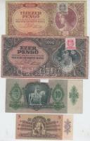 1930. 100P + 1936. 10P + 1939. 5P + 1941. 20P + 1945. 50P + 500P + 1000P "MNB" bélyeggel +...