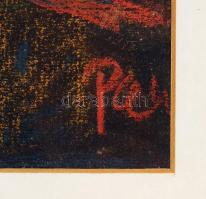 Pásztor György (1914-): Háztetők. Pasztell, papír, jelzett, üvegezett keretben, 19x29 cm