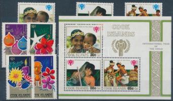 International Year of Children, Christmas stamps from one set + set + block, Nemzetközi gyermekév, karácsony bélyegek egy sorból + sor + blokk