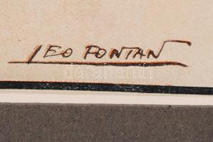 cca 1920-1930 Fontan jelzésű színes nyomat francia feliratokkal üvegezett keretben, 38x28 cm, keret ...