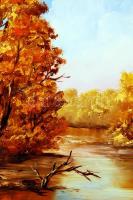 Kiss Karola: Ártér. Olaj, farost, jelzett, keretben, 19x25 cm