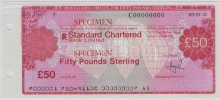 Nagy-Britannia DN "Standard Chartered Bank Limited" 50Ł "SPECIMEN" utazási csekk T:I- Great Britain ND "Standard Chartered Bank Limited" 50 Pounds "SPECIMEN" travellers cheque C:AU