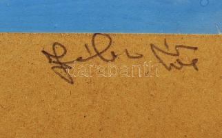 Gábor Éva (1914-): Karácsony. Vegyes technika, papír, jelzett, üvegezett keretben, 20×13 cm