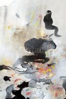 Urbán György (1936-): Kompozíció. Vegyes technika, papír, jelzett, üvegezett keretben, 28×40 cm