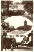 Stoke-on-Trent, London Road, St. Peter's Church, Glebe and Church street, Bass's shop, automobiles