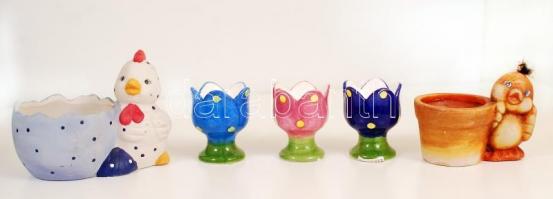 Vegyes témájú kerámia díszek vidám színekben, 8 db