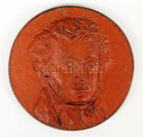 Zicherman Sándor (1935-): Puskin. Terrakotta, jelzett, d:10,5 cm