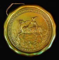 Zsolnay "Mohács 1526-1926" nagy méretű emlék plakett (Nagy Árpád), eozin mázas, márka jelzés nélkül, hibátlan, d:25 cm