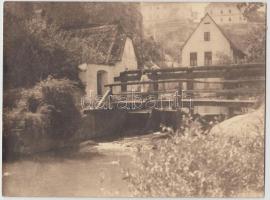 1930 Bakony, patak kis híddal, vízduzzasztóval, 18x24 cm