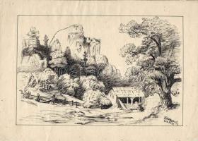 2db tusrajz, 2db festmény Medgyessy Ottó cserkészparancsnoktól